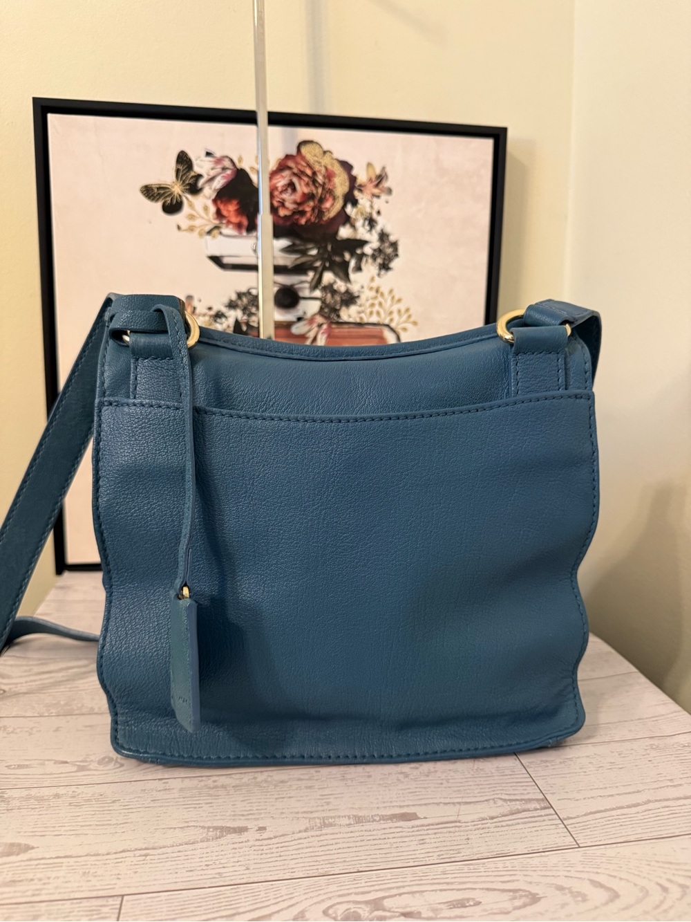 Michael Kors Hamilton Travel Teal Blue Pebbled Leather Crossbody - Picture 4 of 13